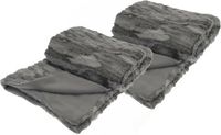 H&S Collection Fleece dekens/plaids - 2x - titanium grijs - 130 x 150 cm