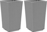 vidaXL Plantenbakken 2 st 32,5x32,5x57 cm polypropeen lichtgrijs