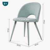 en.casa Eetkamerstoelen Karijo set van 6 stof 77x50x55 cm lichtgroen