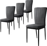ML-design Eetkamerstoel set van 4 grijs fluweel met metalen poten