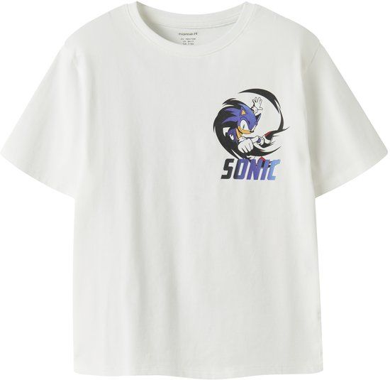 NAME IT Jongens T-shirt met Sonic print - Wit - Maat 134/140
