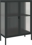 vidaXL Dressoir zwart 75 x 35 x 105 cm glas en staal