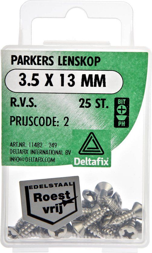 Deltafix Spaanplaatschroeven Lenskop Pozidriv RVS 3.5x13mm