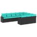 vidaXL 10-delige Loungeset met Kussens Poly Rattan Zwart