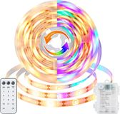 3 meter LEDstrip met 108 leds - 2 kleuren wisselende ledstrips met 12 modi, afstandsbediening, timer, dimbaar, snijbaar en zelfklevend voor woondecoratie (warmwit en meerkleurig)
