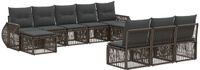 vidaXL Tuinbank - Set - 10 zitplekken - Grijs en Donkergrijs - Polyrattan