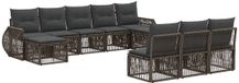 vidaXL Tuinbank - Set - 10 zitplekken - Grijs en Donkergrijs - Polyrattan