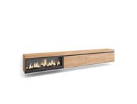 Meuble TV effet bois de chêne 317x35x45cm cheminée effet feu XXL