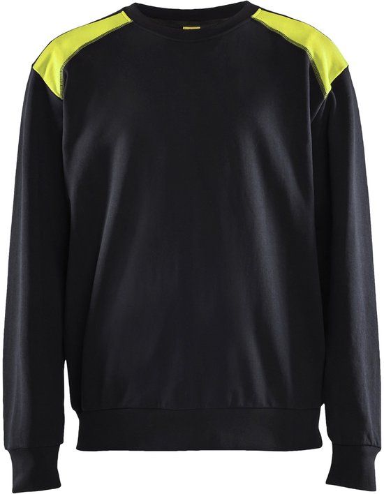 Blåkläder Sweatshirt bi-colour 3580-1158 - Zwart/High Vis Geel - 4XL