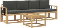 vidaXL - Bank loungeset - 4 zitplekken - Wit en antracietkleurig - Acacia hout