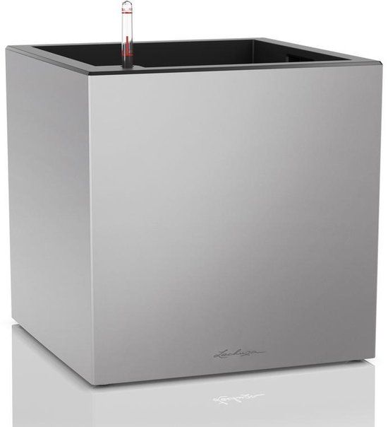 LECHUZA CANTO Premium 40 low - Plantenbak - zilver metallic - ALL-IN-ONE set