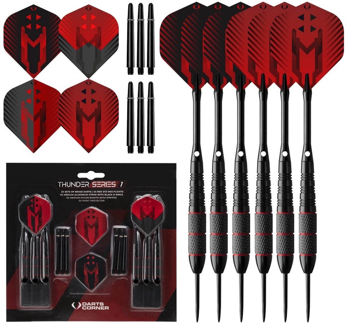 d/k darts Dart Set Thunder Series 1 M1 Zwart met rode Dartset 22 Gram