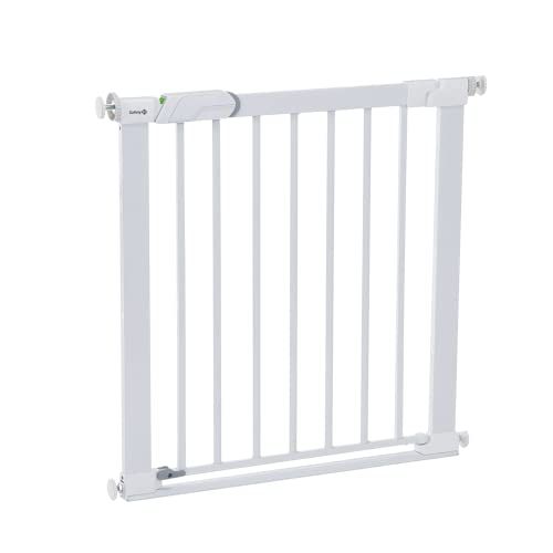Safety 1st Flat Step Gate, Traphekje Zonder Boren, 73–80 cm (max. 101 cm), Zeer Platte Drempel, Veiligheidshek Baby met 'Open'-Stand, Met één Hand te Openen, Zelfklemmend (Zonder Boren), Wit