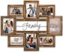 Zep Houten Multi Fotolijst Chieri bruin met metalen tekst Family voor foto's 4x 10x15 en 4x 13x18 (afmeting 68x56 cm) - UT832