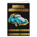 Afie 69-7019 verjaardagskaart VW lieveheersbeestje met verguld, formaat 12 x 17,5 cm, envelop wit