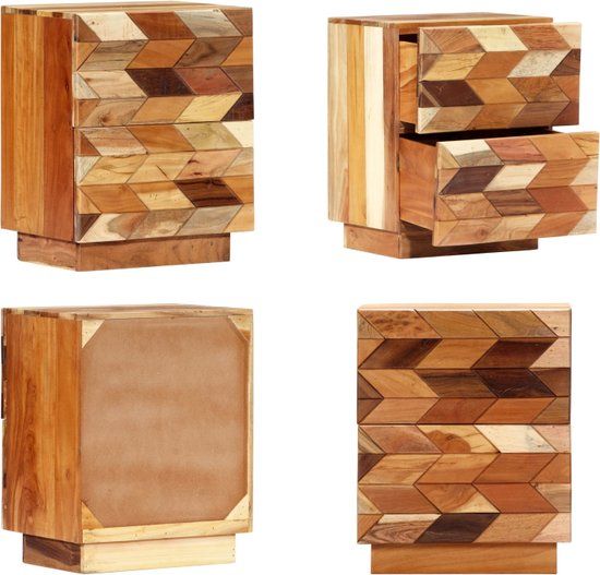 vidaXL Nachtkastje - 40x30x50 cm - Massief Gerecycled Hout - Bruin