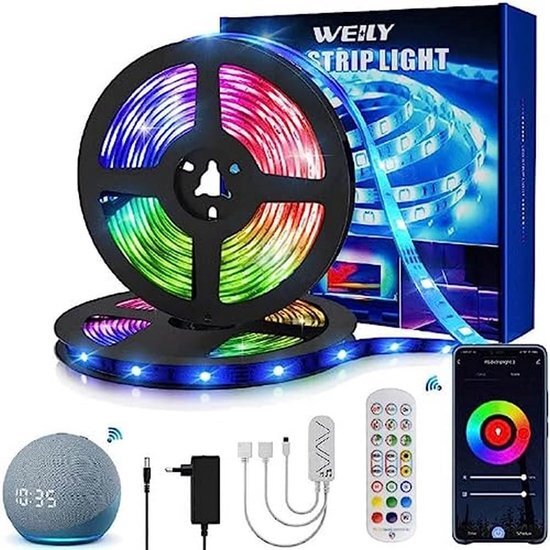 Led Strip - 15 Meter - Verlichting - Spraakbesturing - Meerdere Kleuren - Afstandsbediening & App