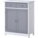 Meuble de salle de bain 60x30x75 cm avec 2 tiroirs, placard double porte, étagère réglable gris, rangement spacieux, tiroirs pour petits accessoires de beauté