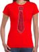 Bellatio Decorations Verkleed shirt dames - stropdas glitter rood