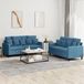Maison Exclusive ensemble de canapé 2 pièces avec coussins, velours bleu