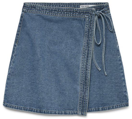 VERO MODA VMLIZA MR SHORT DENIM WRAP SKIRT GA NOOS - Medium Blauw - S