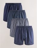 Next - Heren - Set van 4 geweven boxershorts - Blauw