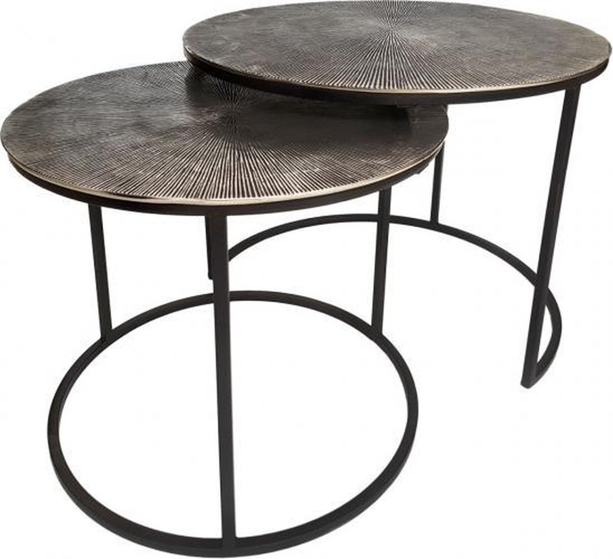 b-home-interieur.be Salon tafel set - Bijzettafel Charles 2-delig. rond ø 55 en 45 cm verzilverd - Set van 2