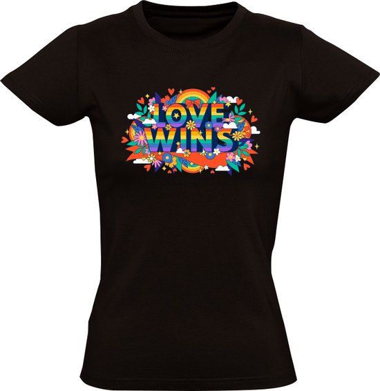 Love Wins Women's T-shirt - Black - Size L - Cotton Blend