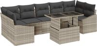 vidaXL Tuinbank Set 8-delig Lichtgrijs Polyrattan