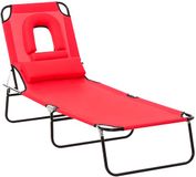 Outsunny Chaise longue - Acier - Rouge