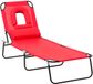 Outsunny Chaise longue - Acier - Rouge