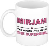 Bellatio Decorations naam cadeau mok - Mirjam - Woman Myth Supergirl - koffiemok - 300 ml - collega - moederdag