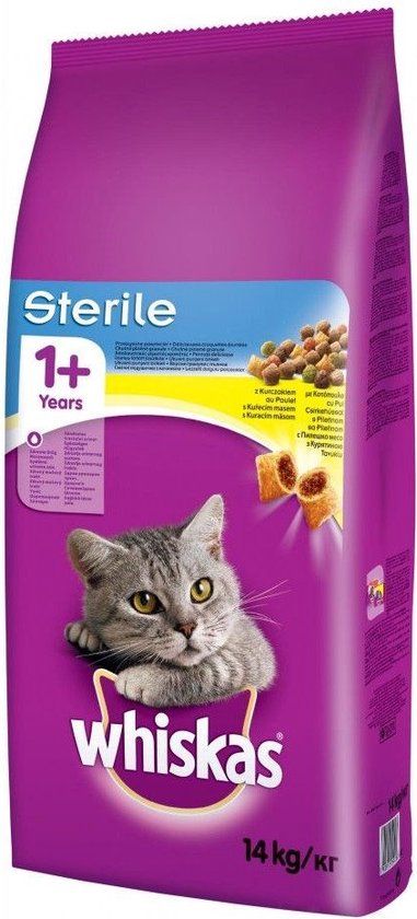 Whiskas Steriel Droogvoer Volwassen Kip 14kg Kattenvoer
