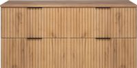 3xE living meuble suspendu 120 cm, chêne craft, avec plateau, poignées noires