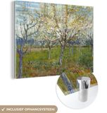 MuchoWow® Glass Painting 80x60 cm - Acrylic Glass Painting - The Pink Orchard - Vincent van Gogh - Photo on Glass - Paintings