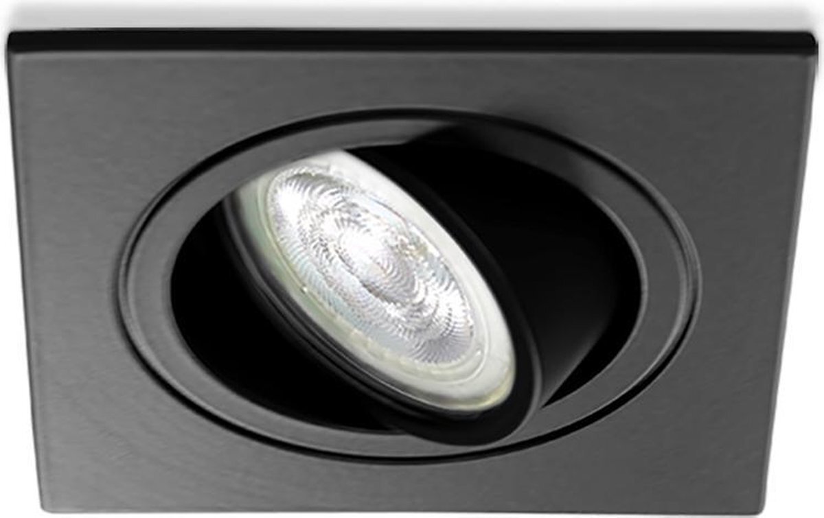 Philips LED inbouwspot Walid -Vierkant Zwart -Warm Wit -Niet Dimbaar -2.7W -Philips LED