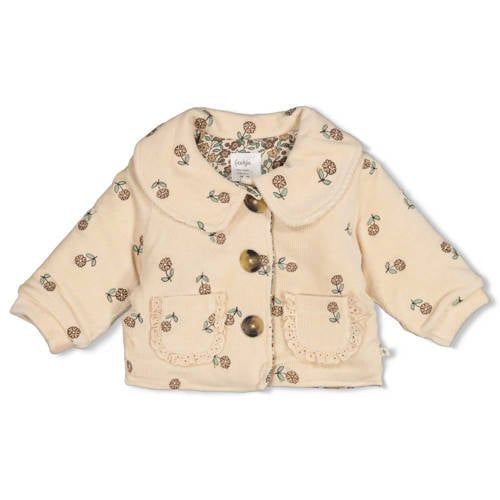 Feetje corduroy winterjas Lucky Bloombird - beige/groen/beige