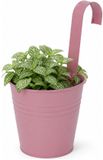 Pro Garden Bloempotje met haak - plantenbak zink met ophanghaak - roze - 20 x 13 x 26 cm