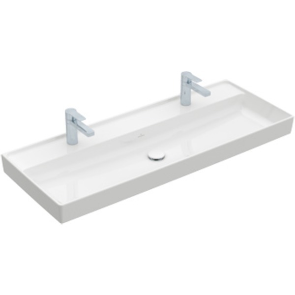 Villeroy & Boch Collaro meubelwastafel 120x47cm z. overloop m. 2 kraangatenen wit 4A33C101 4A33C101