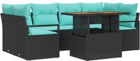 vidaXL Tuinbank Set Zwart en Blauw