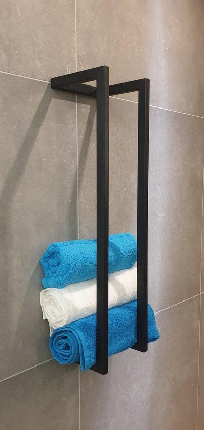 Mat Zwart Handdoekenrek - Industrieel Design - 60cm