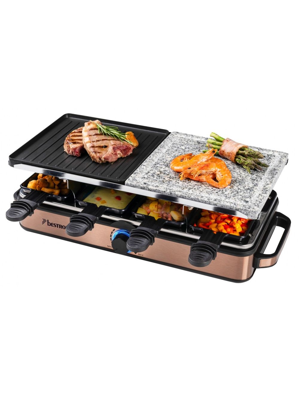 Bestron 2-in-1 Raclette Party Grill - Copper - 8 Person