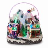 Well Home LED-kerstdorp met beweging, winterscène onder regenboog, 27 x 17,9 x 30 cm