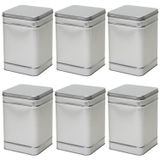 Merkloos / Sans marque Vierkant opbergblik/bewaarblik - 6x - zilver - 16 x 25 cm - Voorraadblikken - Voorraadbussen - Keuken - 6.4 liter - Voedsel