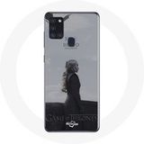 Maniacase Hoesje voor Samsung Galaxy A21S Game of Thrones Seizoen 8 Daenerys Targaryen Vuur en Bloed De IJzeren Troon Grijs Logo