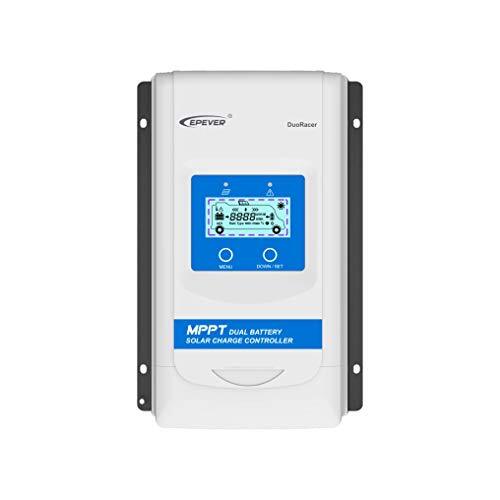 epever MPPT DuoRacer laadregelaar op zonne-energie, laadregelaar voor duo-batterij, 10-30 A, 12 V/24 VDC auto work, LCD-display