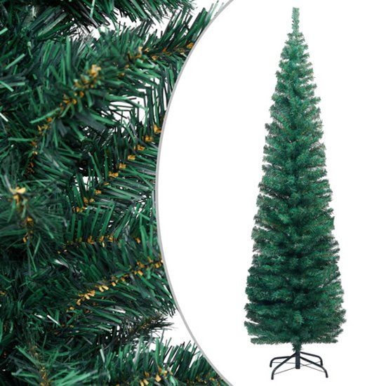 vidaXL Kunstkerstboom met standaard smal 240 cm PVC groen