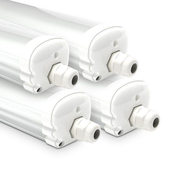 HOFTRONIC S Series - 4 Pack LED TL armaturen 120cm - IP65 waterdicht - 6500K Daglicht wit licht - 36W 4800 Lumen - Koppelbaar - Tri-Proof plafondverlichting