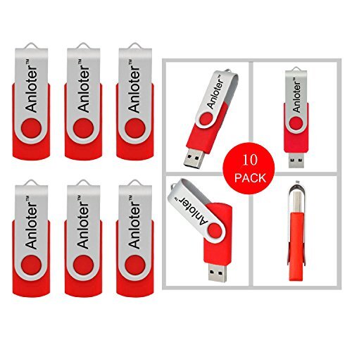 Anloter AnloterTM 10 Pack Mooi Draaibaar Ontwerp Nieuwe USB Flash Drive Memory Stick Vouwen Opslag Duim Stick Pen 4GB Rood