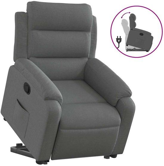 vidaXL Elektrische Sta-op-massagestoel - Verstelbaar - Stof - Donkergrijs